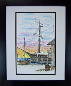 A Pair of Tall Ships $200. framed 16x20 CA23A189