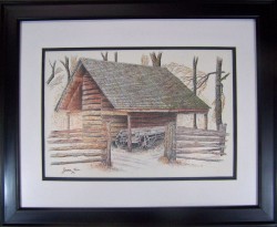 CORN CRIB    $200  framed  16x20   CA42A1091