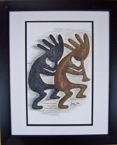 Kokopelli & his Shadow $200. framed 16x20 CA97A706