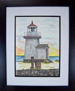 Mystic Seaport Lighthouse $200.framed 16x20 CA21A988