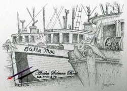 Pen & Ink Alaska Salmon Boats  11x17  $25.00  79A303