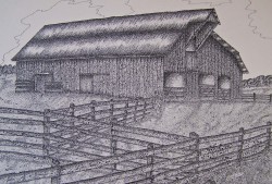 Pen & Ink Hodgen's Stock Barn 11x17 $25.00 07183