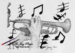 Pen & Ink  Jazz Player 11x17 $25.00  89A1105