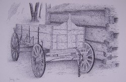 Pen & Ink        Mountain Work Wagon $25.00 11x17  49A193