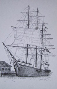 Pen & Ink Tall Ship Morgan $25.00 11x17 22A1288