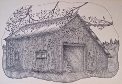 Pen & Ink Tobacco Shed & Tractor 11x17 $25.00  10184