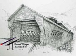 Pen & Ink Vermont Covered Bridge 11x17 $25.00  25A1189