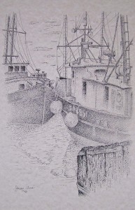 Pen and Ink     Lobster Boats    $25.00  11x17     77A102