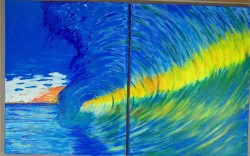 Wave Candle$500 (2 panels) mounted 1.75x18x42 CAA132510